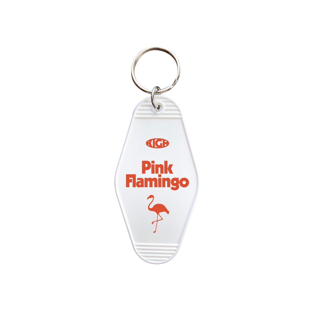 Pink Flamingo Motel Keychain (White)