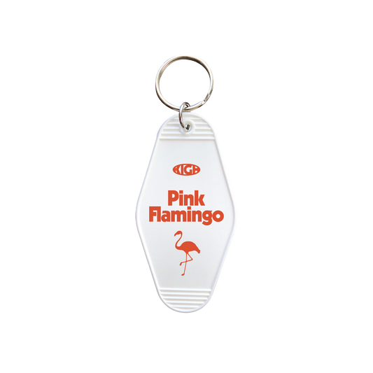 Pink Flamingo Motel Keychain (White)